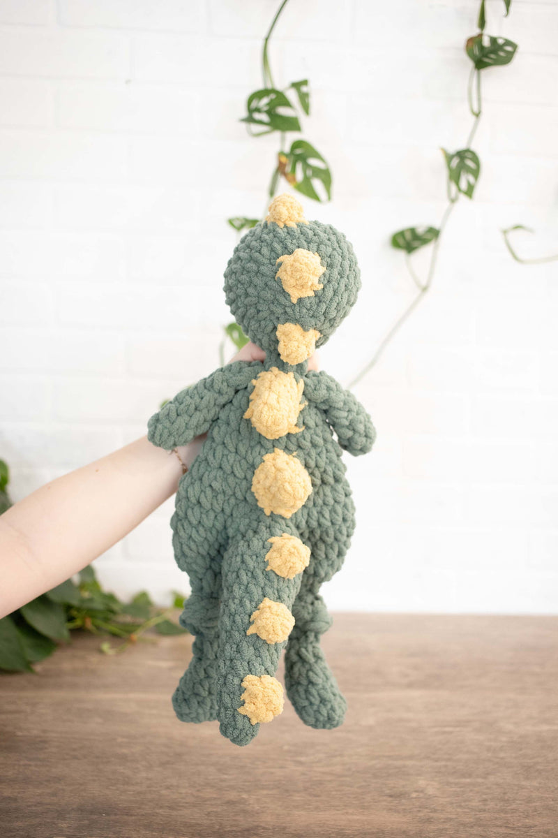 Dinosaur Lovey, Crochet Stuffed Animal, Dino Snuggler