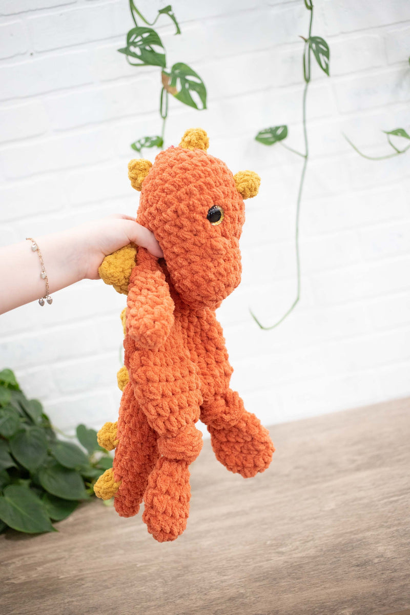 Dinosaur Lovey, Crochet Stuffed Animal, Dino Snuggler