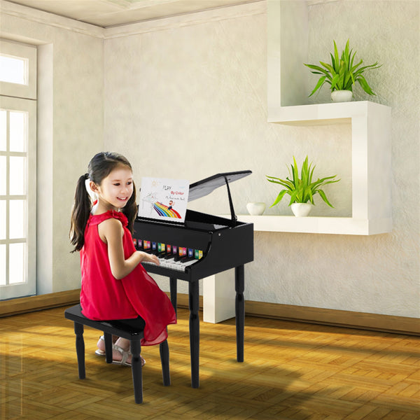 Wooden Toys 30-key Children's Wooden Piano with Music Stand